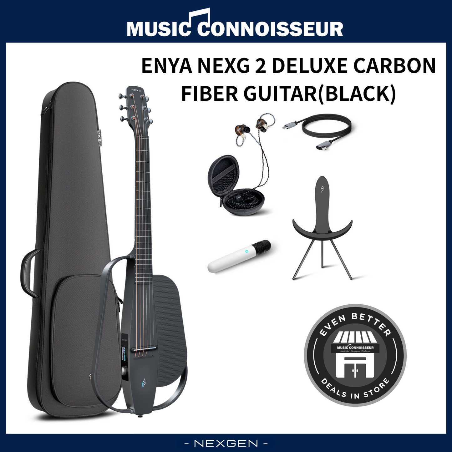 ENYA NEXG 2 Deluxe Carbon Fiber Guitar (Black)