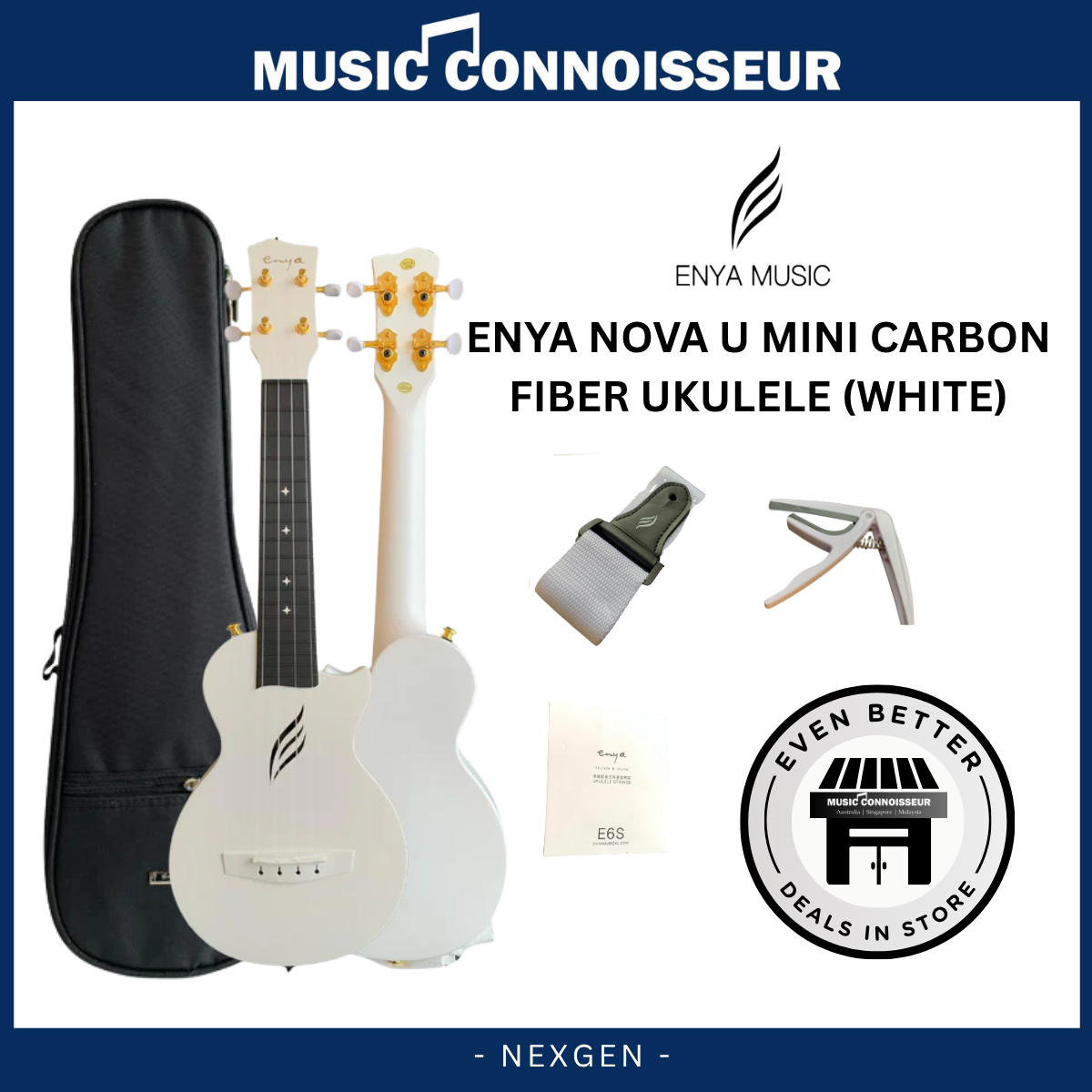 ENYA NOVA U MINI Carbon Ukulele (White)