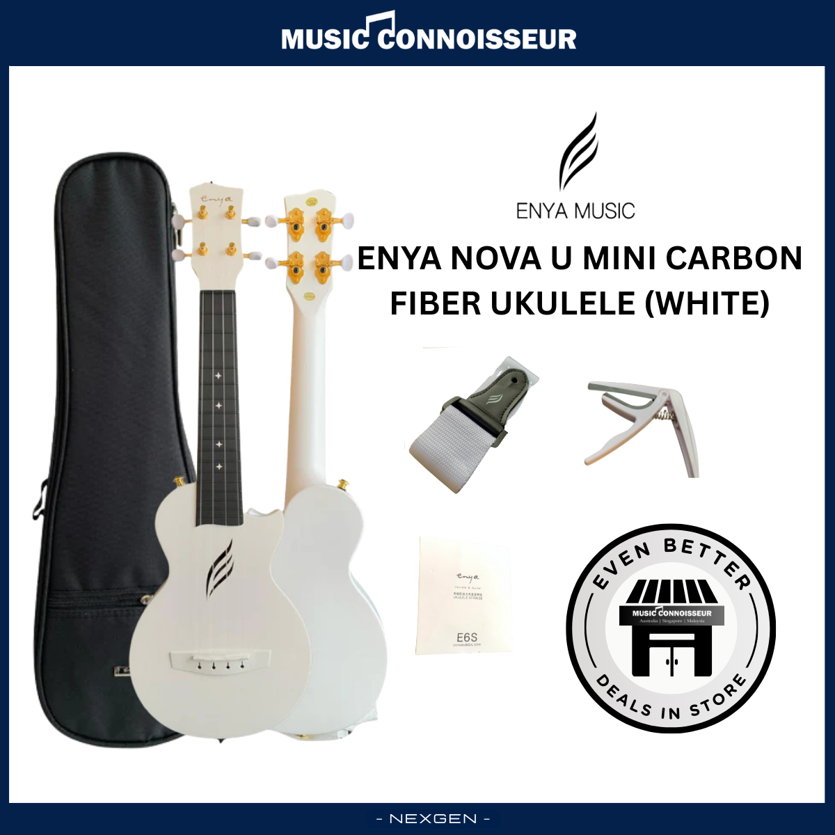 ENYA NOVA U MINI Carbon Ukulele (White)