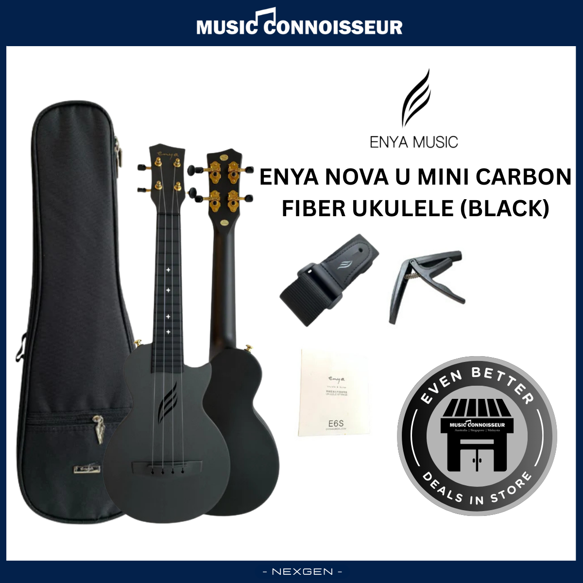 ENYA NOVA U MINI Carbon Ukulele (Black)