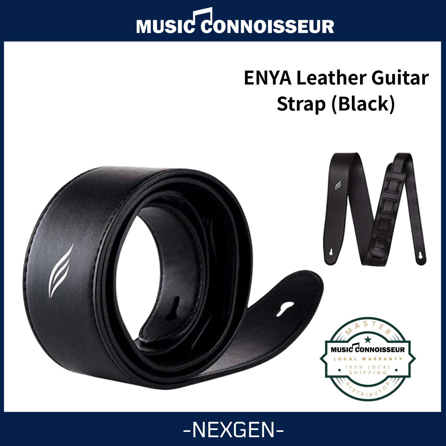 ENYA Leather Guitar Strap (Black)