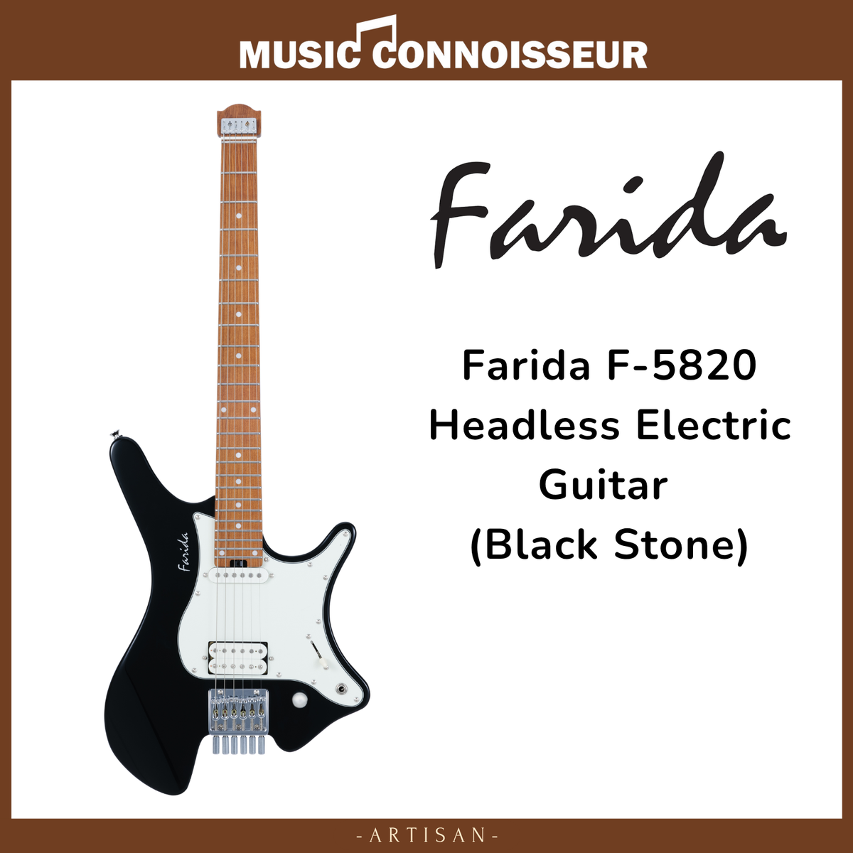 Farida F-5820 Headless Electric Guitar (Black Stone)