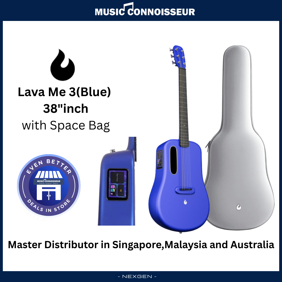 Lava Me 3 38" Smart Carbon Composite Guitar (Blue)