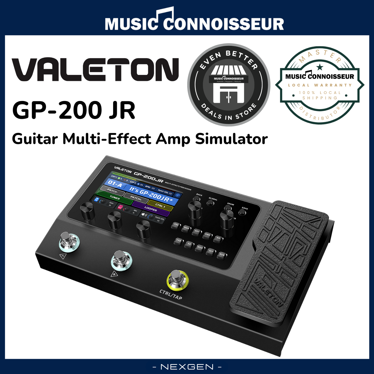 Valeton GP-200JR Guitar Multi-Effect Amp Simulator (Black)