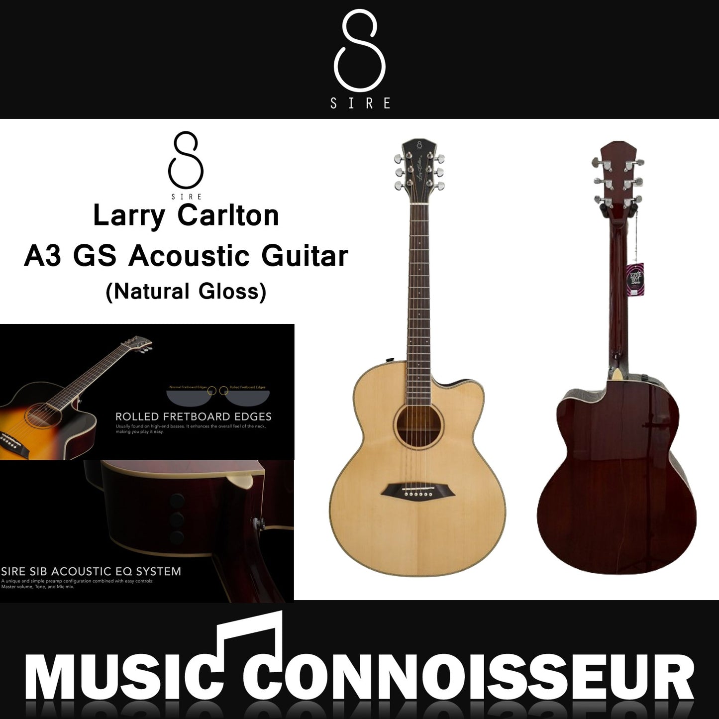SIRE Larry Carlton A3 GS Acoustic Guitar (Natural Gloss)