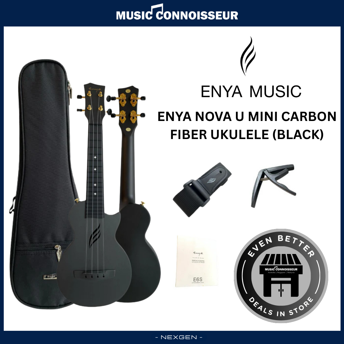 ENYA NOVA U MINI Carbon Ukulele (Black)
