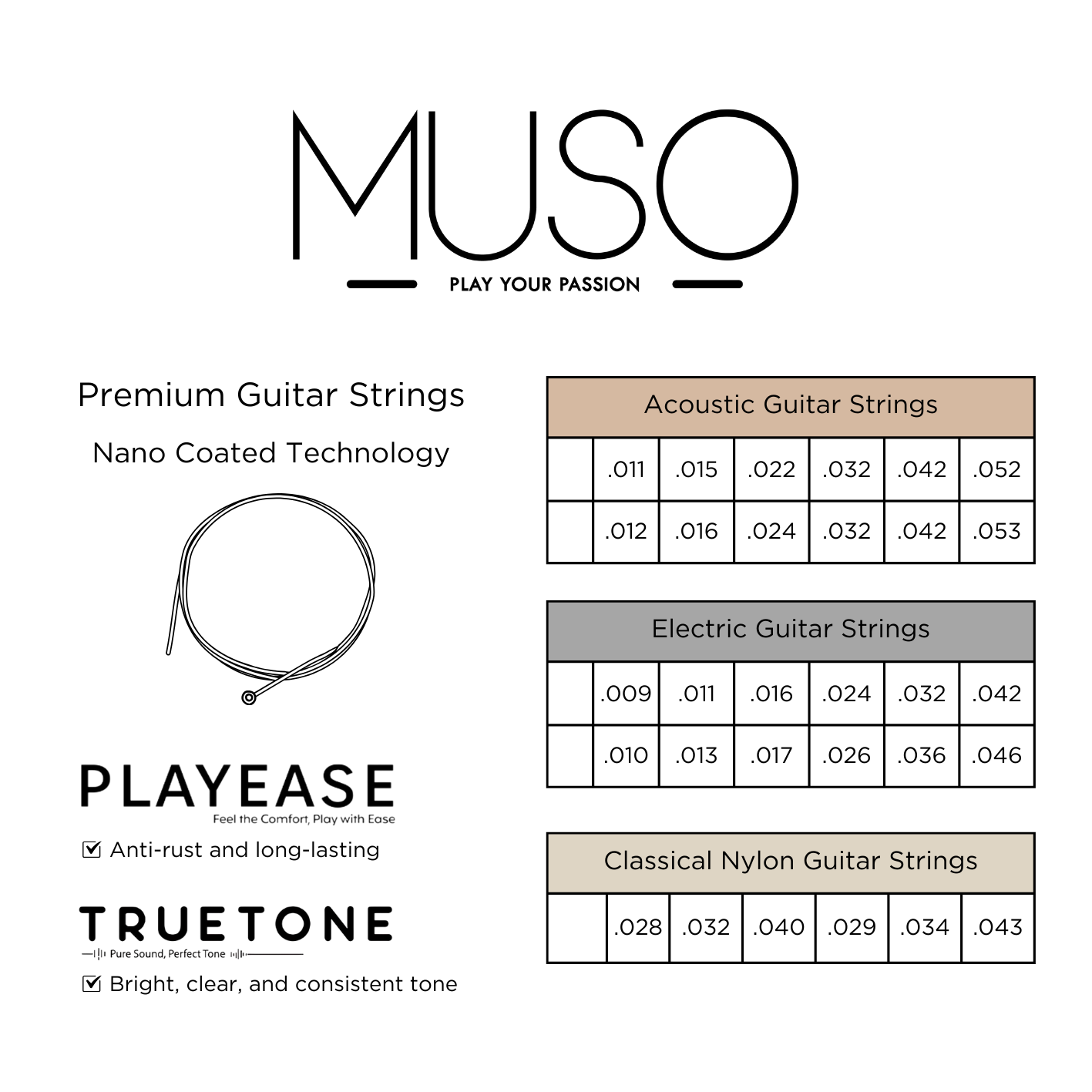 MUSO Premium Nano Coated Electric Guitar Strings 10-46