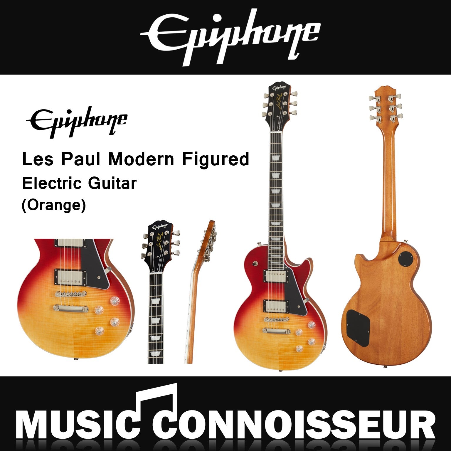 Epiphone Les Paul Modern Figured Electric Guitar (Orange) – Music