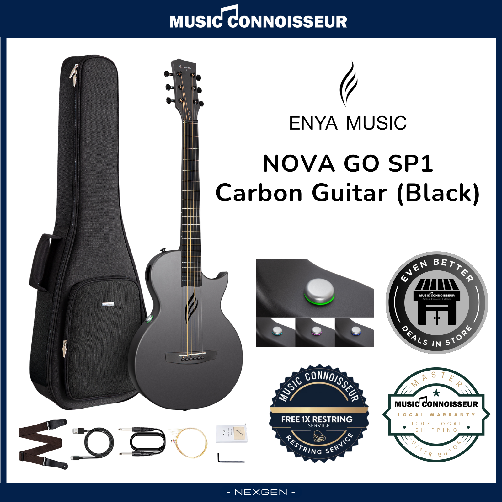 ENYA NOVA GO SP1 Carbon Guitar (Black) – Music Connoisseur Singapore