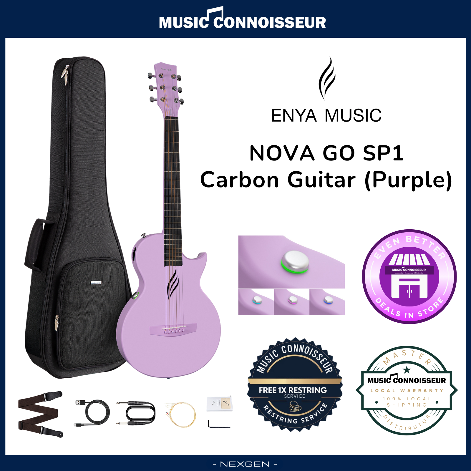 ENYA NOVA GO SP1 Carbon Guitar (Purple) – Music Connoisseur Singapore