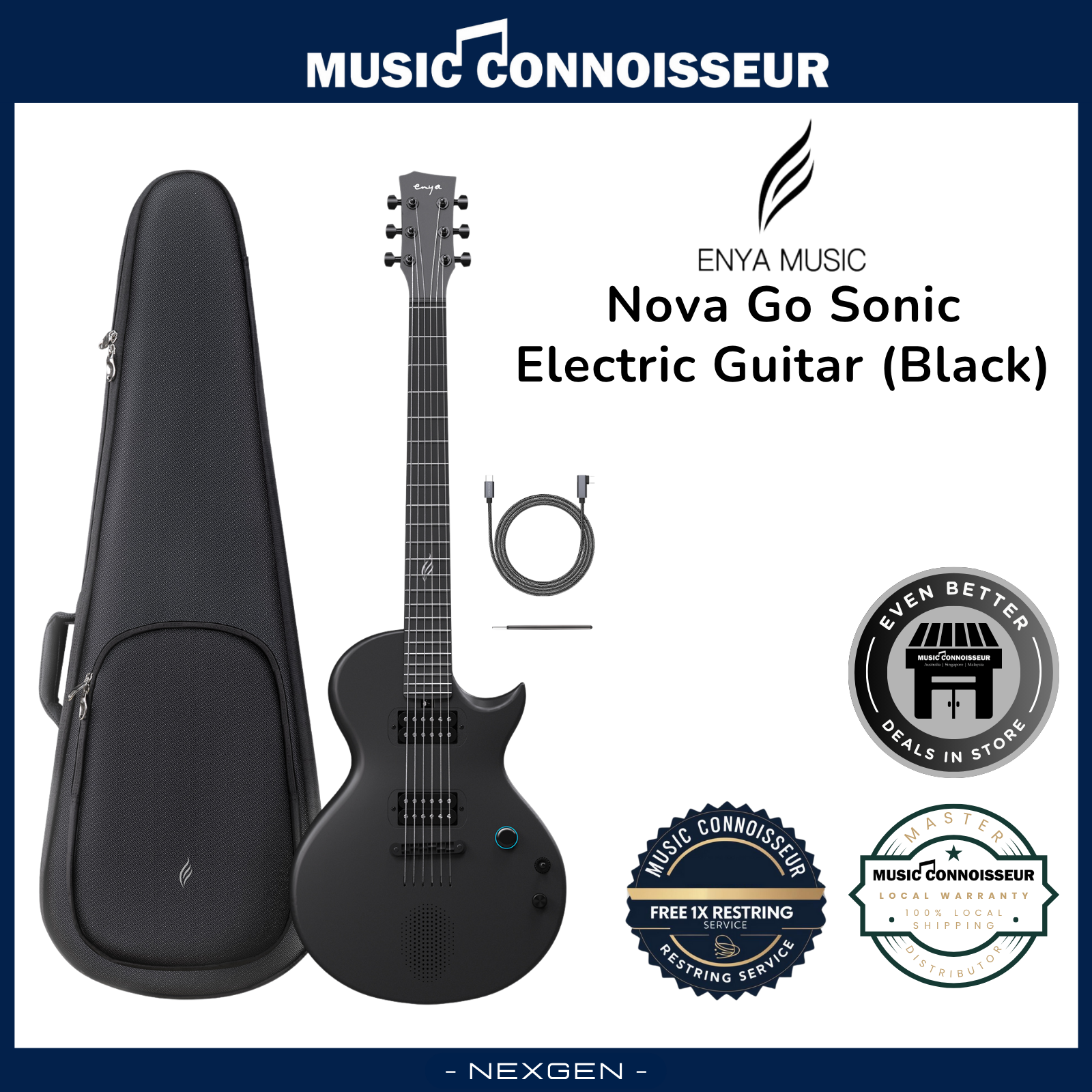【徐々に値下げ中】Enya Nova Go Sonic ブラック Enya Nova Go Sonic Black Electric Guitar - Red Chilli Audio