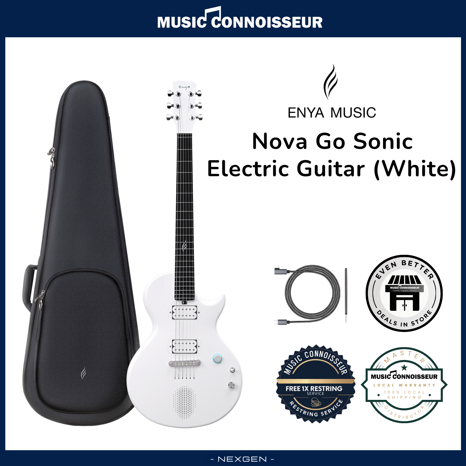 ENYA NOVA GO Sonic Electric Guitar (White) – Music Connoisseur