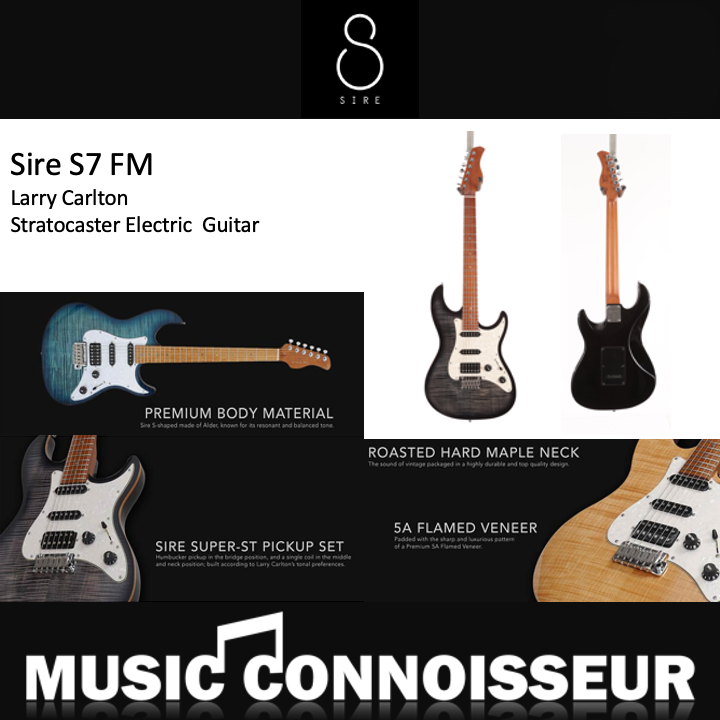 Sire S7 FM Larry Carlton Electric Guitar (Transparent Black)
