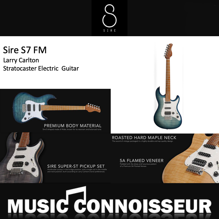 Sire S7 FM Larry Carlton Electric Guitar (Transparent Blue)