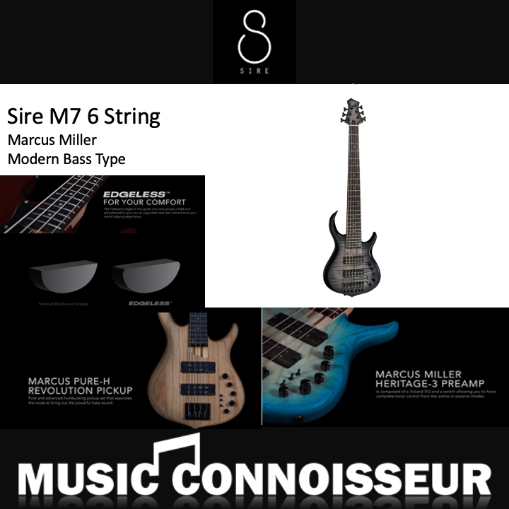 Sire Marcus Miller M7 6 Strings Bass (Transparent Black - Satin)