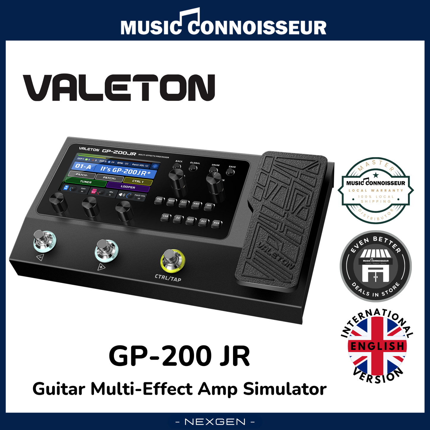 Valeton GP-200JR Guitar Multi-Effect Amp Simulator (Black)