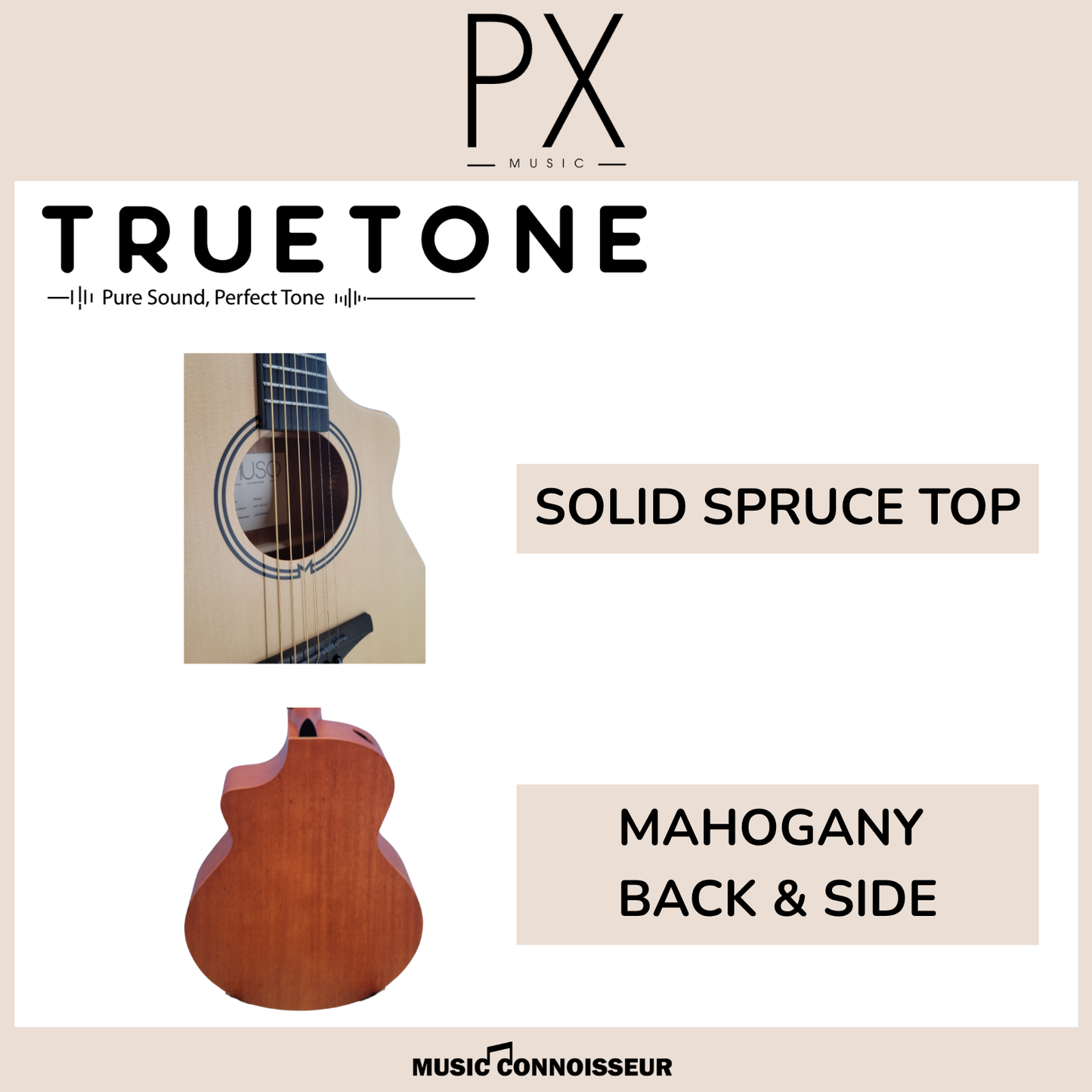 PX Allegro 40" Acoustic Guitar w/ Pickup (Natural)