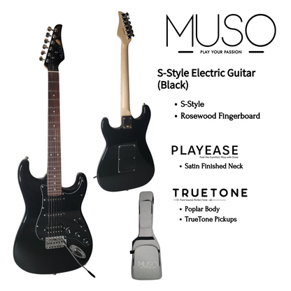 MUSO Allegro S-Style Electric Guitar (Black)