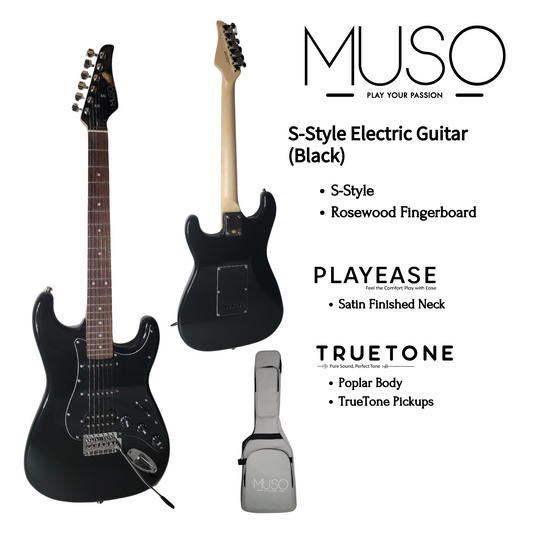 MUSO Allegro S-Style Electric Guitar (Black)