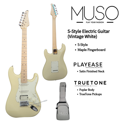 MUSO Allegro S-Style Electric Guitar (White)