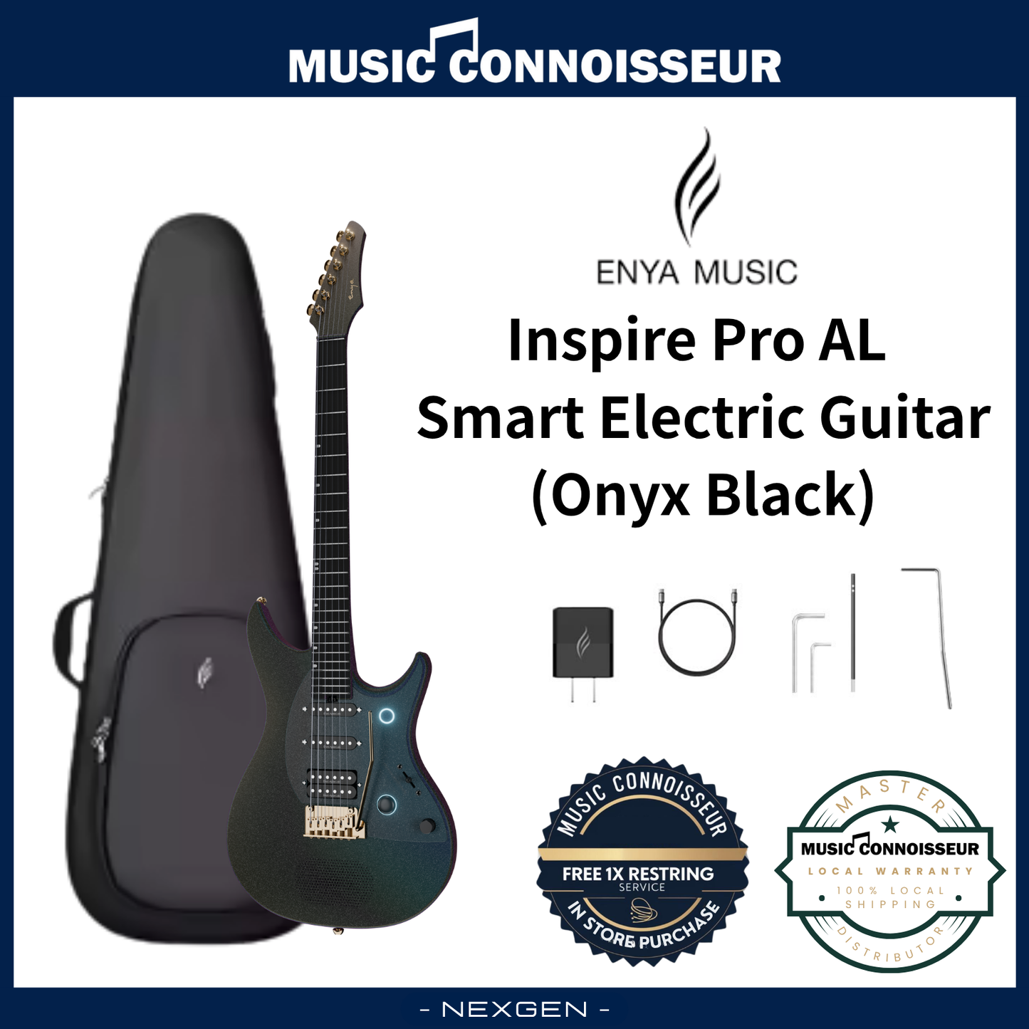 ENYA Inspire Pro AL Smart Electric Guitar (Onyx Black)