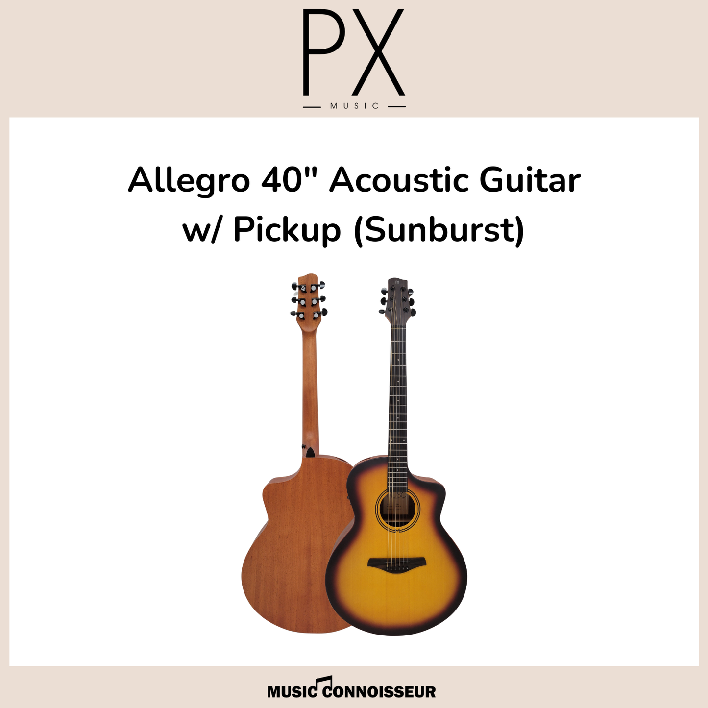PX Allegro 40" Acoustic Guitar w/ Pickup (Sunburst)