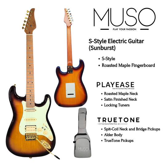 MUSO Virtuoso S-Style Electric Guitar (Sunburst)