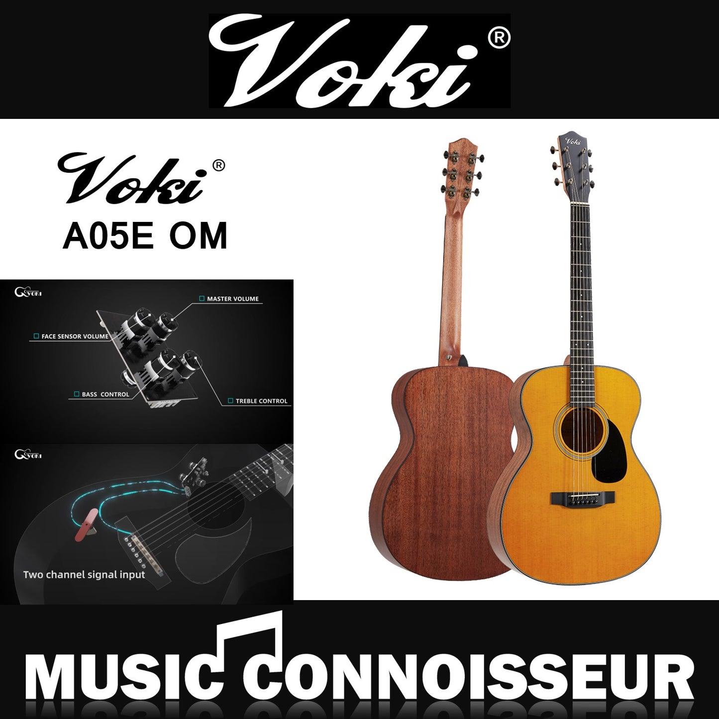 Voki A05E Artisan Series (OM) Acoustic Guitar