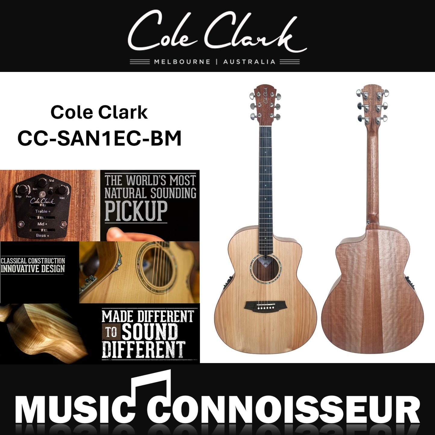 Cole Clark Studio Acoustic Guitar CC-SAN1EC-BM