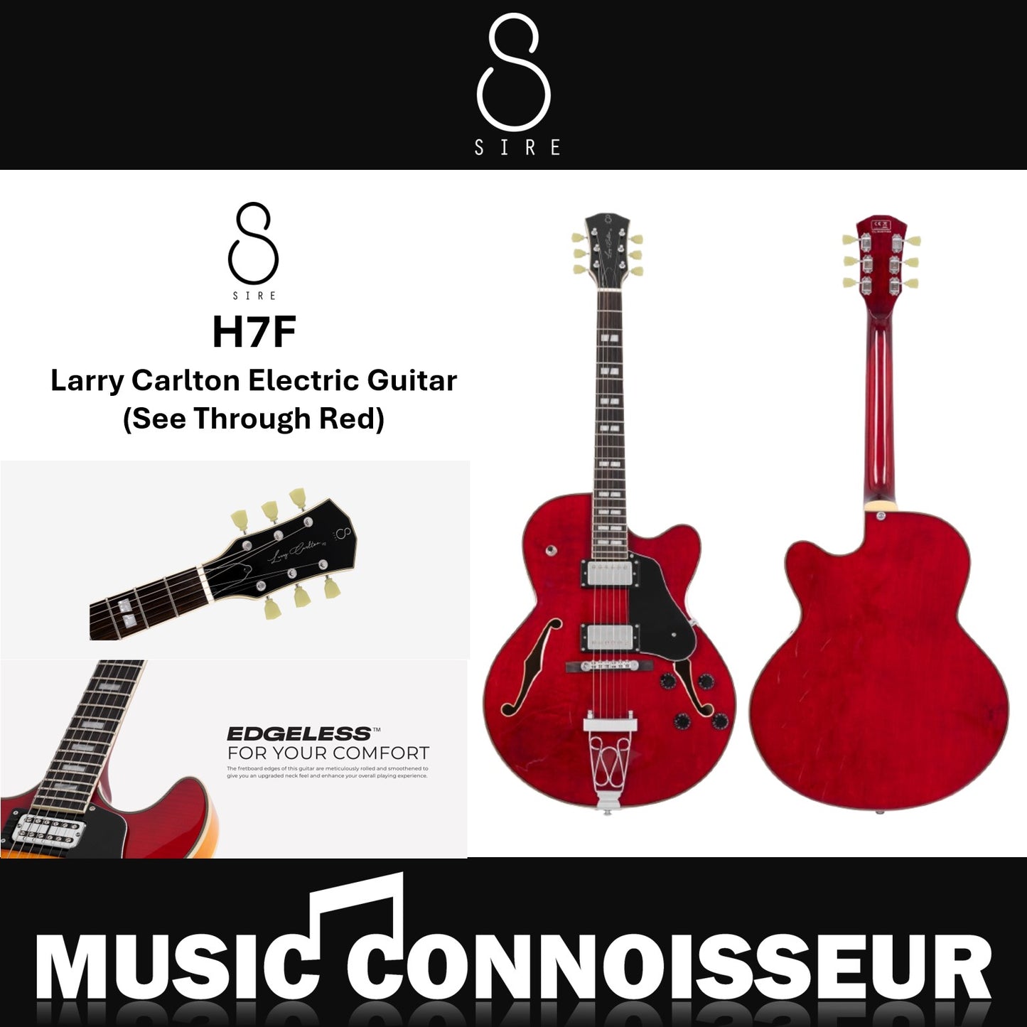 Sire Larry Carlton H7F Electric Guitar (See Through Red)