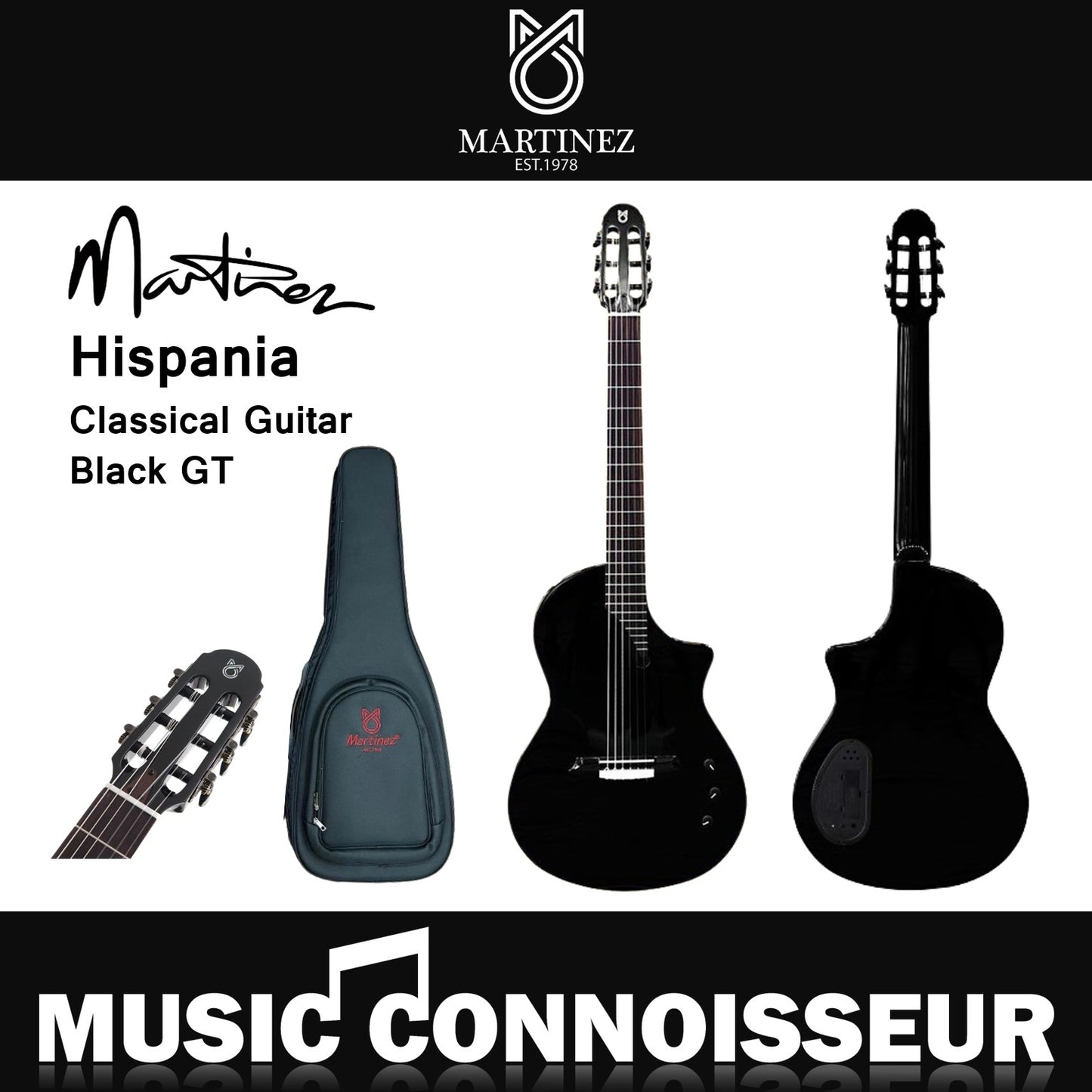 Martinez Hispania Classical Guitar Black GT