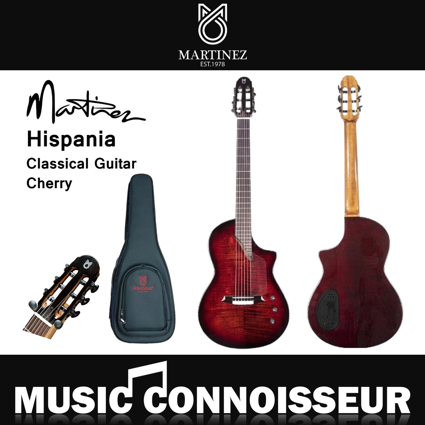 Martinez Hispania Classical Guitar Cherry