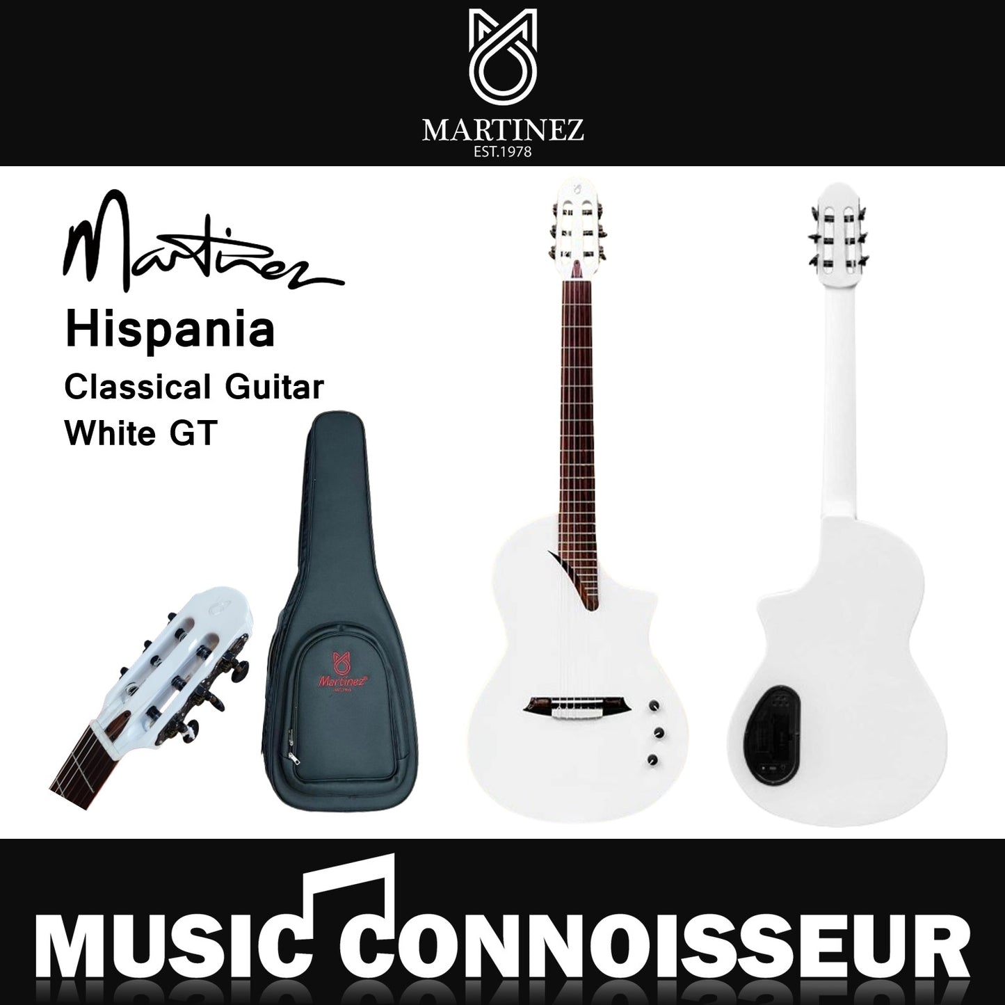 Martinez Hispania Classical Guitar White GT