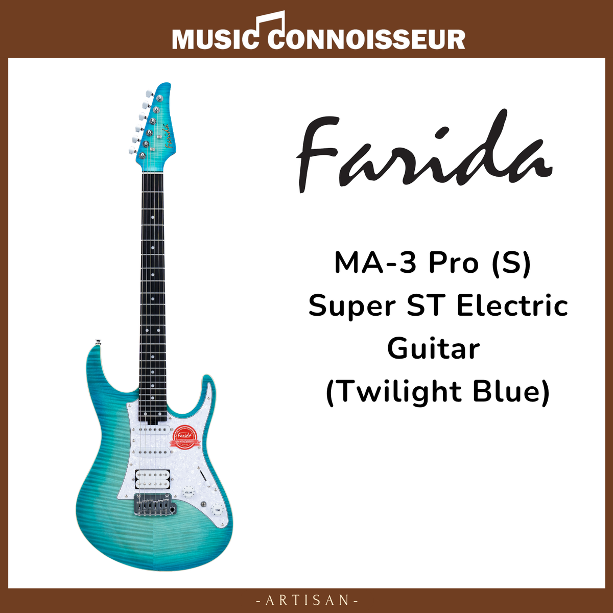 Farida MA-3 Pro (S) Super ST Electric Guitar (Twilight Blue)