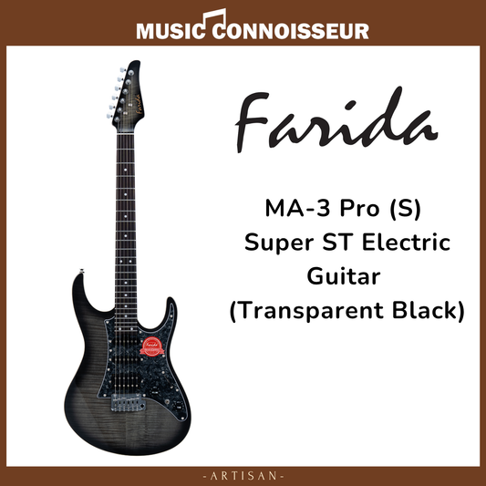Farida MA-3 Pro (S) Super ST Electric Guitar (Transparent Black)