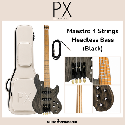 PX Maestro 4 Strings Headless Bass (Black)