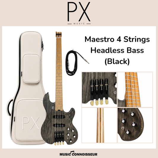 PX Maestro 4 Strings Headless Bass (Black)