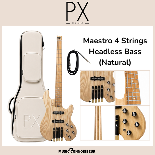 PX Maestro 4 Strings Headless Bass (Natural)