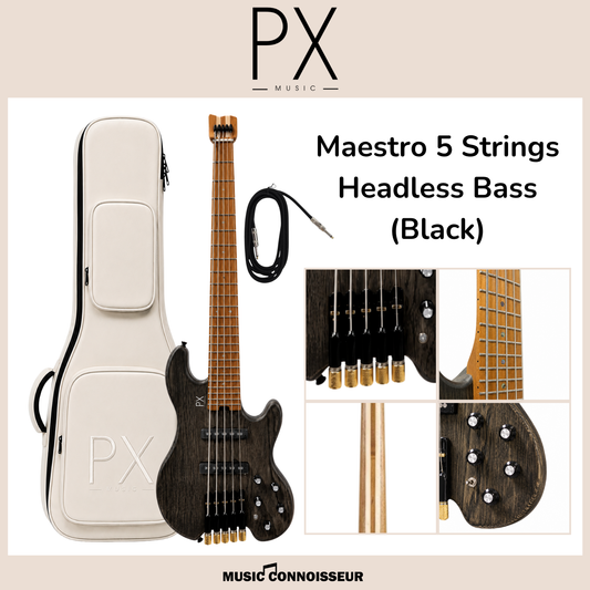 PX Maestro 5 Strings Headless Bass (Black)