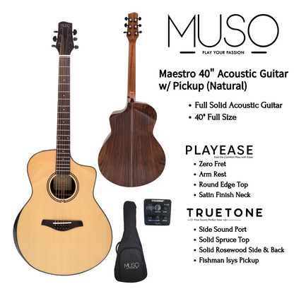 MUSO Maestro 40" Acoustic Guitar w/ Pickup (Natural)