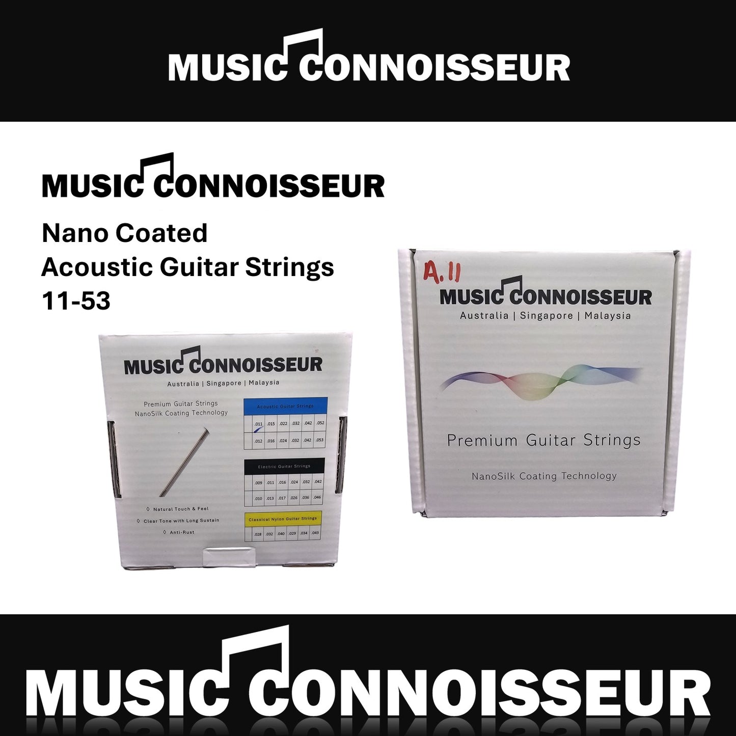 Music Connoisseur Nano Coated Acoustic Guitar Strings 11-52