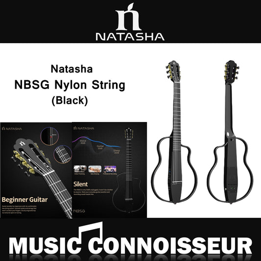 Natasha NBSG Nylon String Silent Smart Guitar (BK)