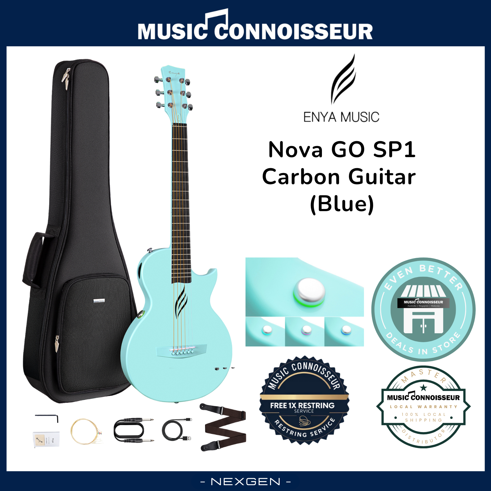 ENYA NOVA GO SP1 Carbon Guitar (Blue) – Music Connoisseur Singapore