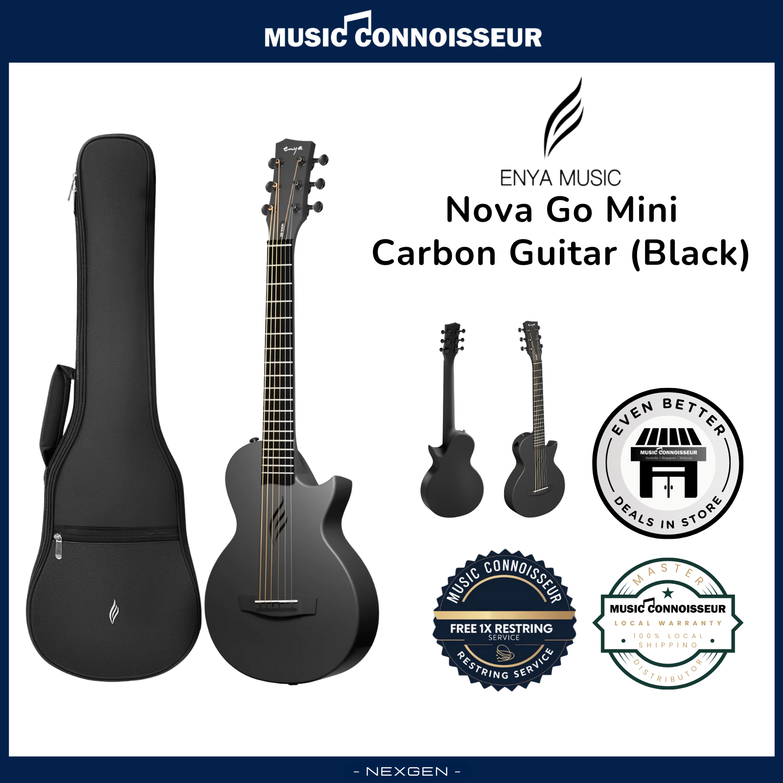 ENYA NOVA GO MINI Carbon Guitar (Black) – Music Connoisseur Singapore
