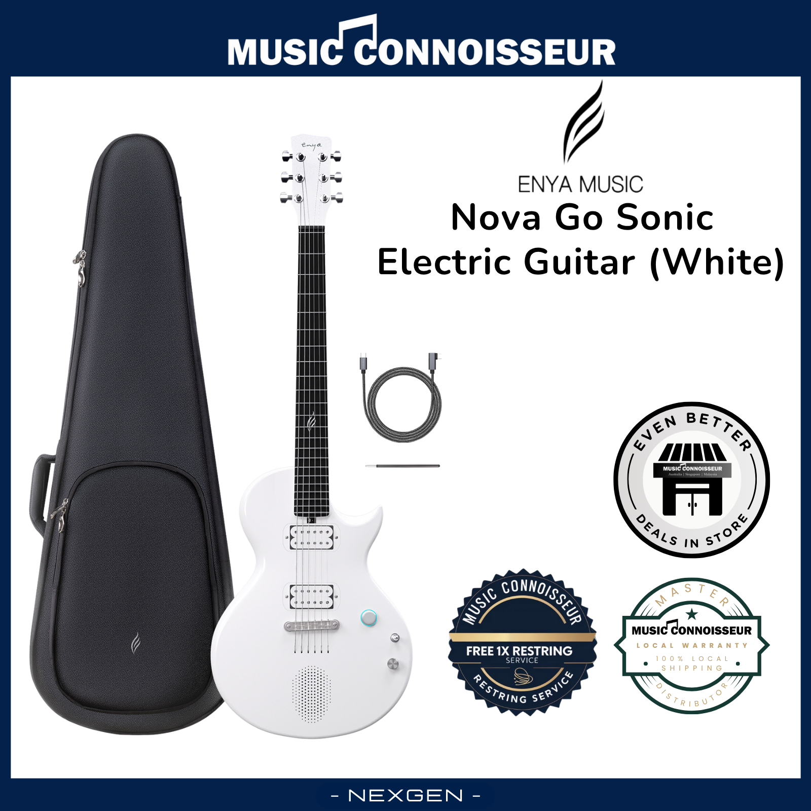 ENYA NOVA GO Sonic Electric Guitar (White) – Music Connoisseur