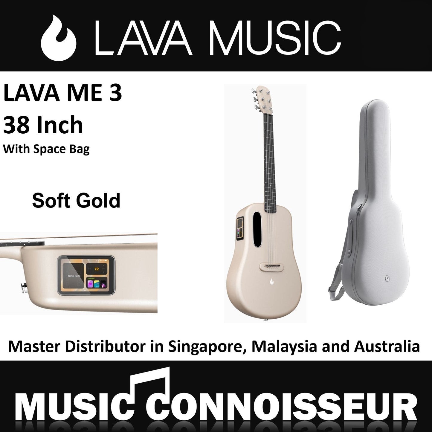 Lava Me 3 38" Smart Carbon Composite Guitar (Soft Gold)