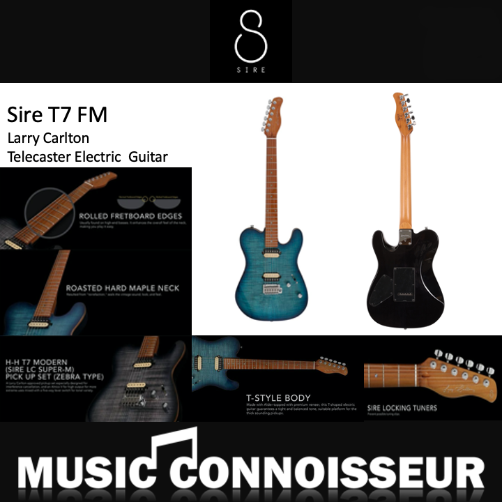 Sire T7 FM Larry Carlton Electric Guitar (Transparent Blue)