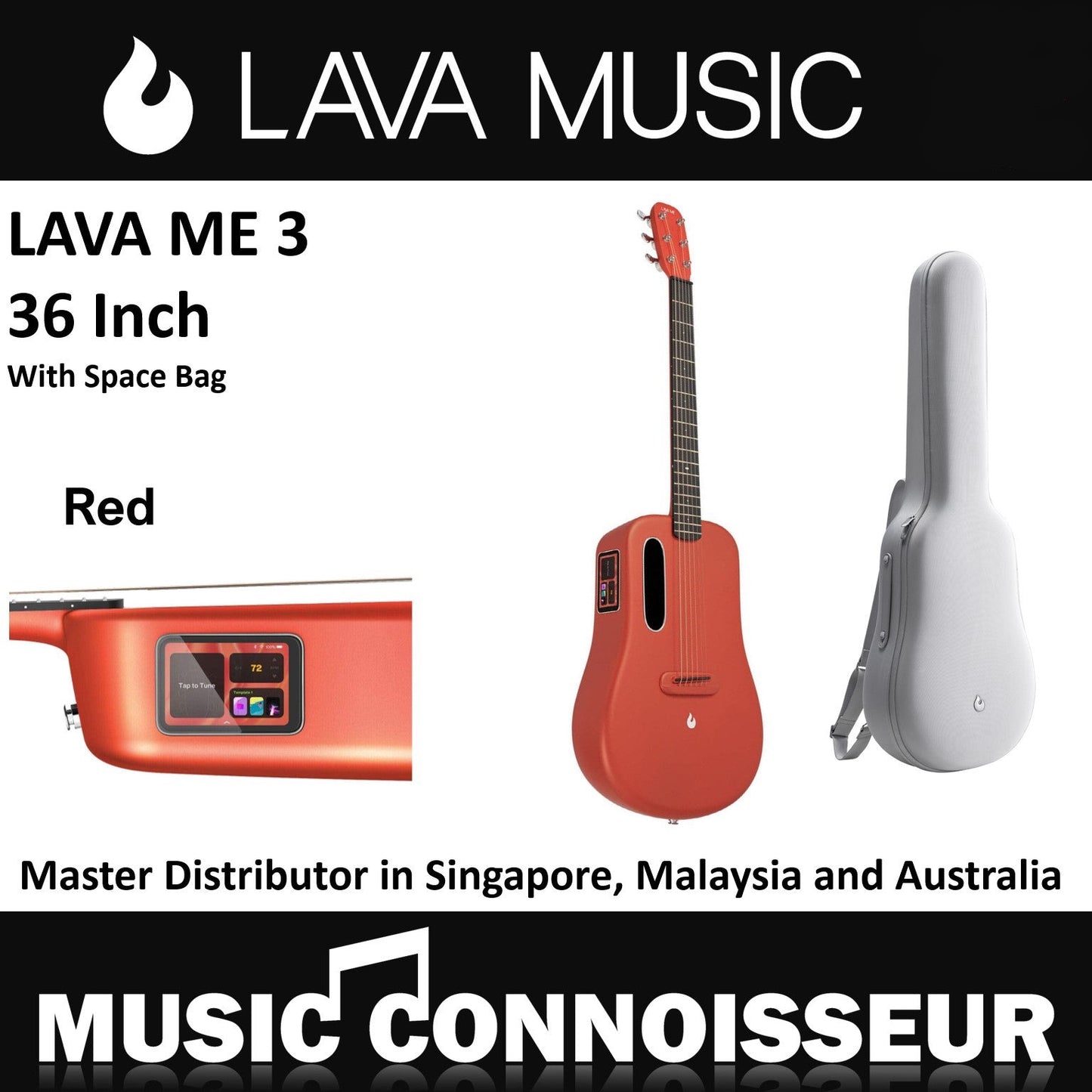 Lava Me 3 36" Smart Carbon Composite Guitar (Red)