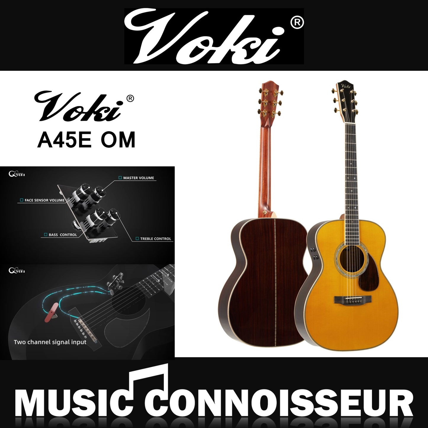 Voki A45E Artisan Series (OM) Acoustic Guitar