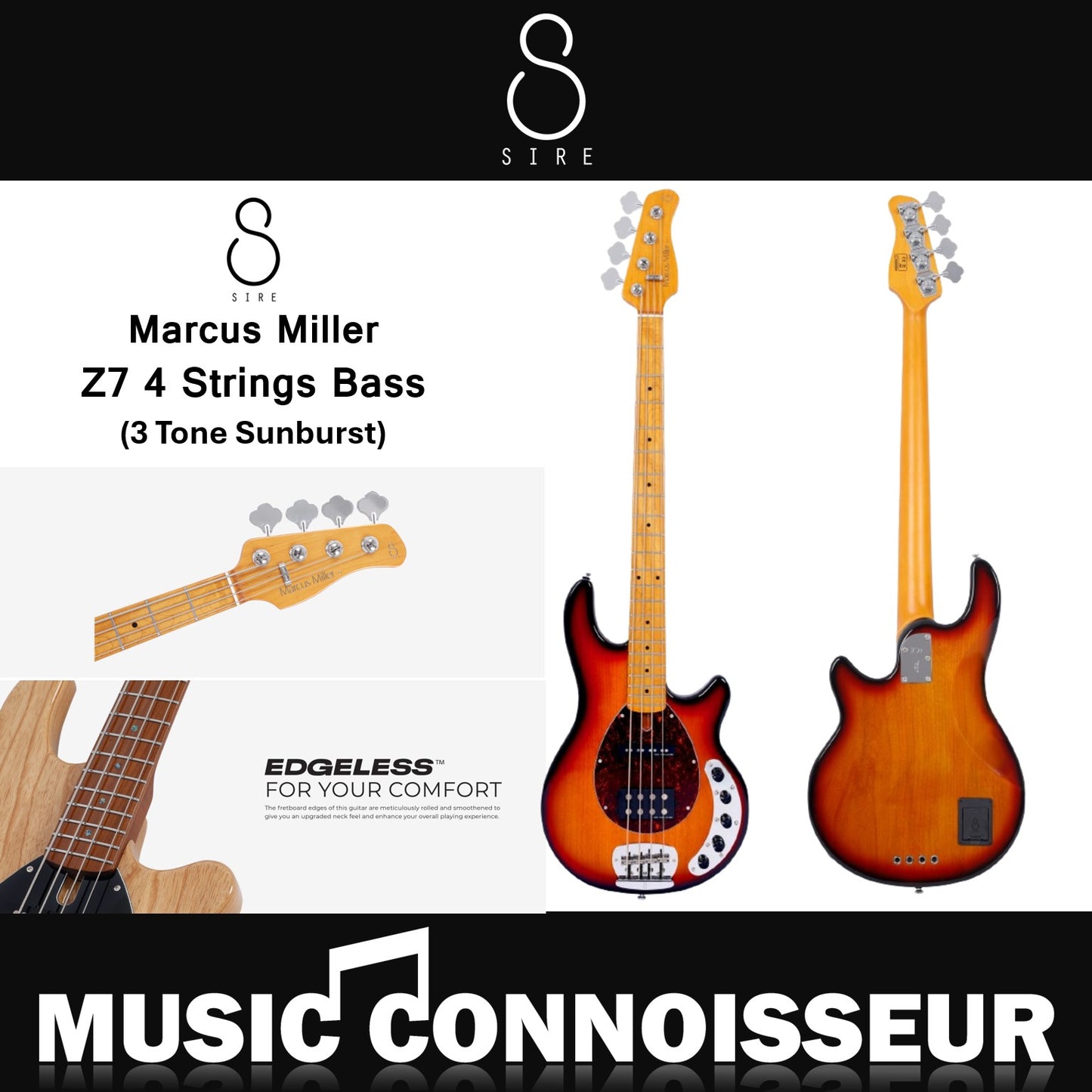 Sire Marcus Miller Z7 4 Strings Bass (3 Tone Sunburst)